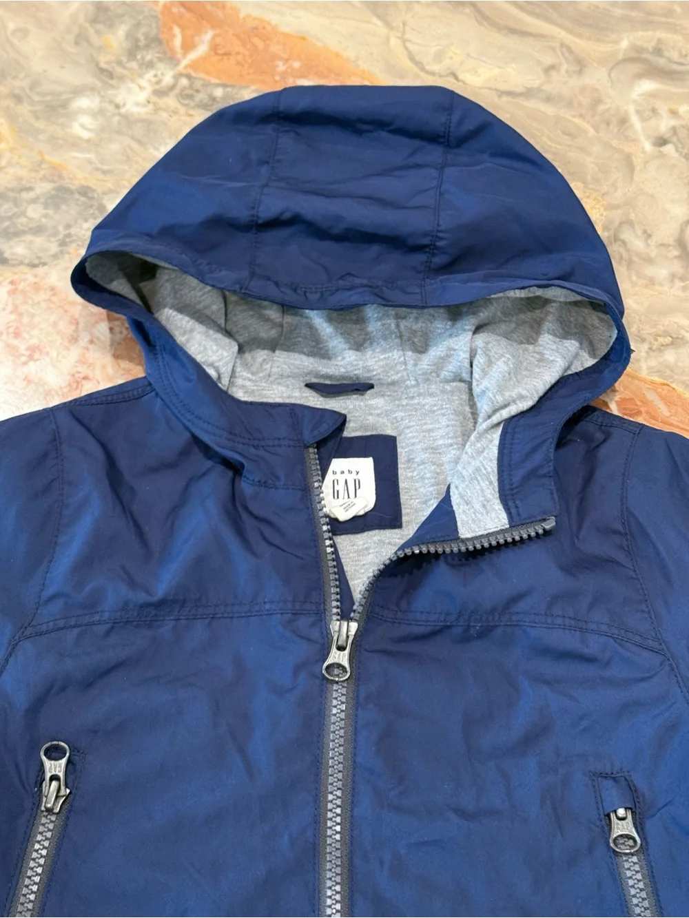 Baby Gap Boys Navy Blue Hooded Windbreaker Jacket 3T